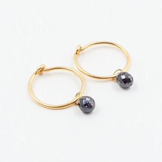 Créoles or 18 carats goutte Diamant noir