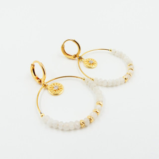 Boucles d'oreilles Dorées Blanc et Soleil