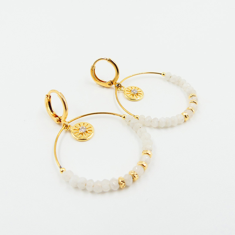Boucles d'oreilles Dorées Blanc et Soleil
