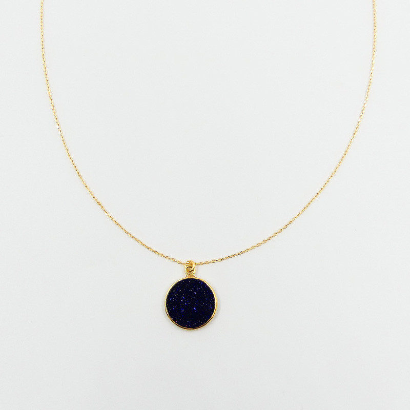 Collier Plaqué Or Pendentif Sun Stone