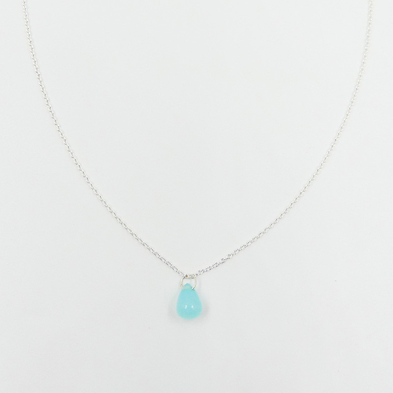 Collier Argent Goutte Aqua lisse