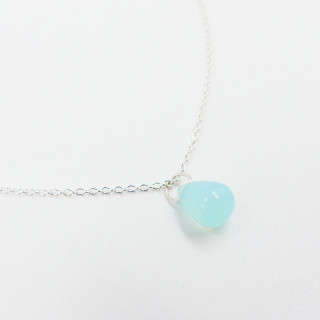 Collier Argent Goutte Aqua lisse