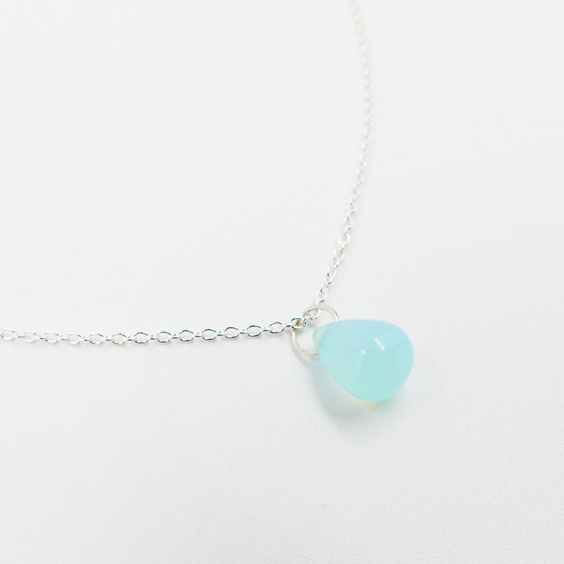 Collier Argent Goutte Aqua lisse