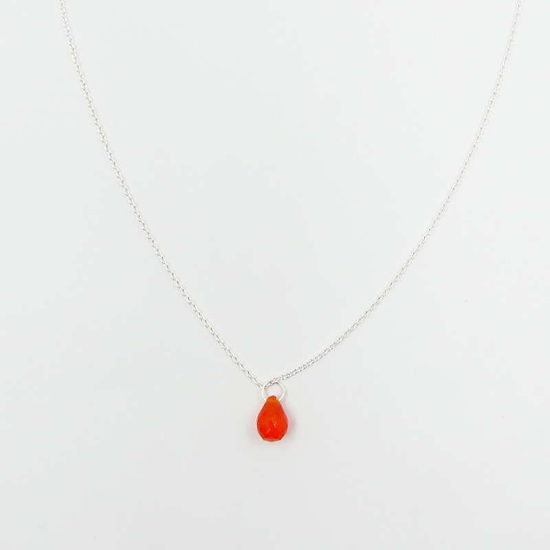 Collier Argent Goutte Cornaline