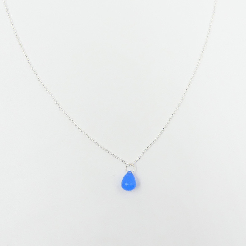 Collier Argent Goutte Aqua Calcite
