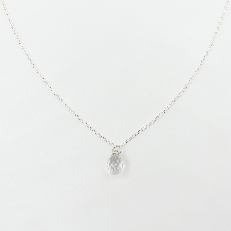 Collier Argent Goutte transparente
