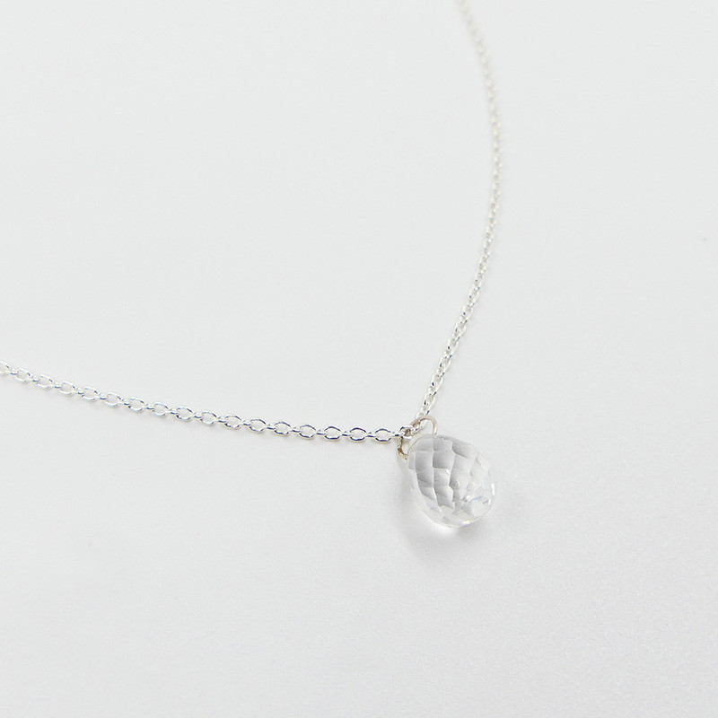 Collier Argent Goutte transparente
