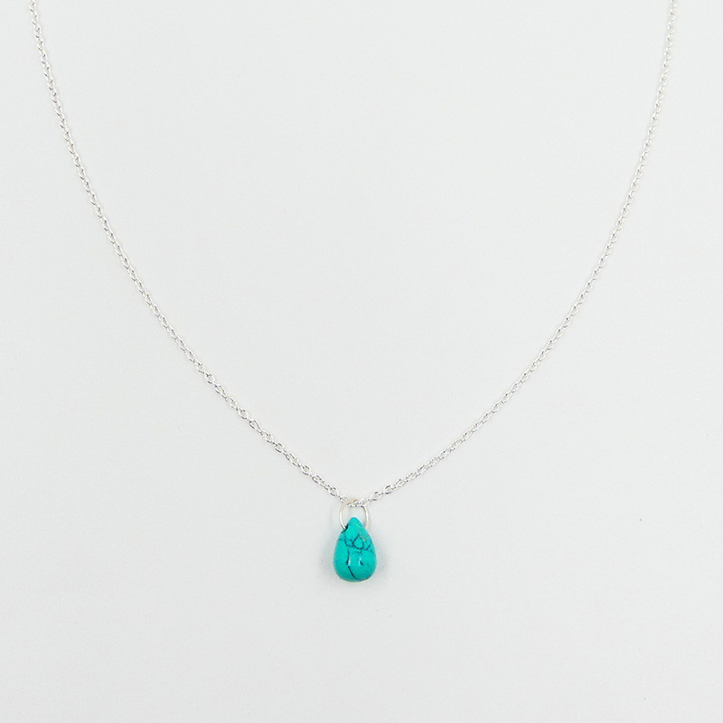Collier Argent Goutte Turquoise Africaine