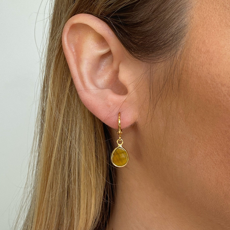 Boucles d'oreilles Doré Goutte pierres