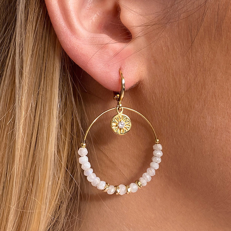 Boucles d'oreilles Dorées Blanc et Soleil