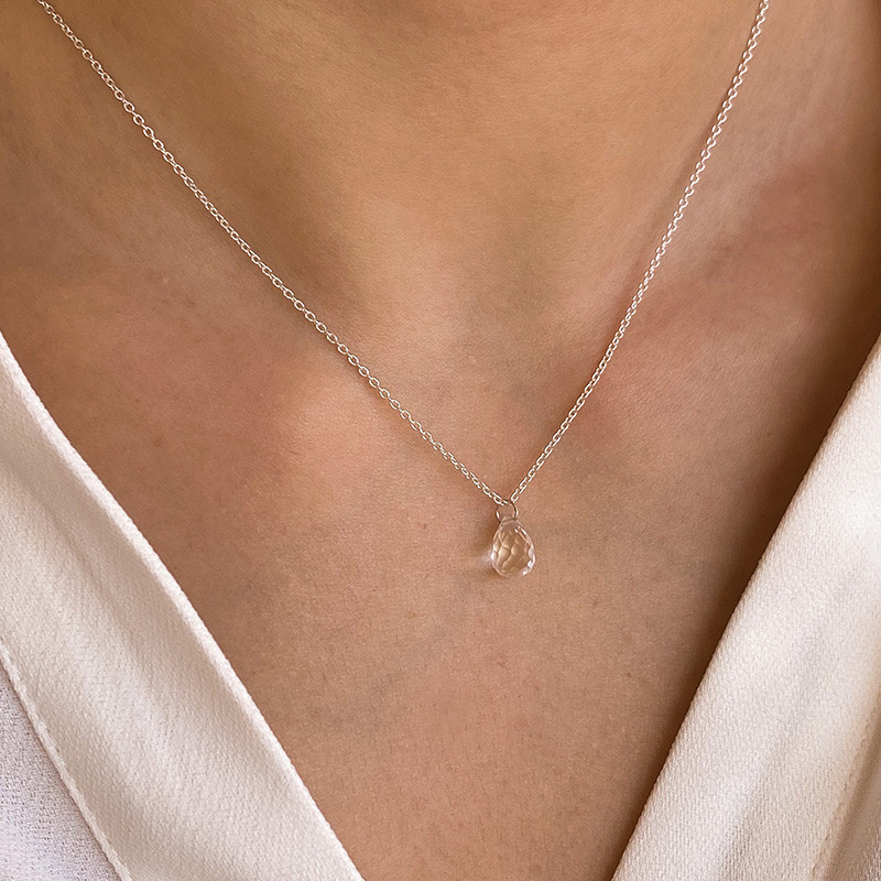 Collier Argent Goutte transparente