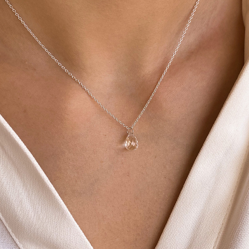 Collier Argent Goutte transparente