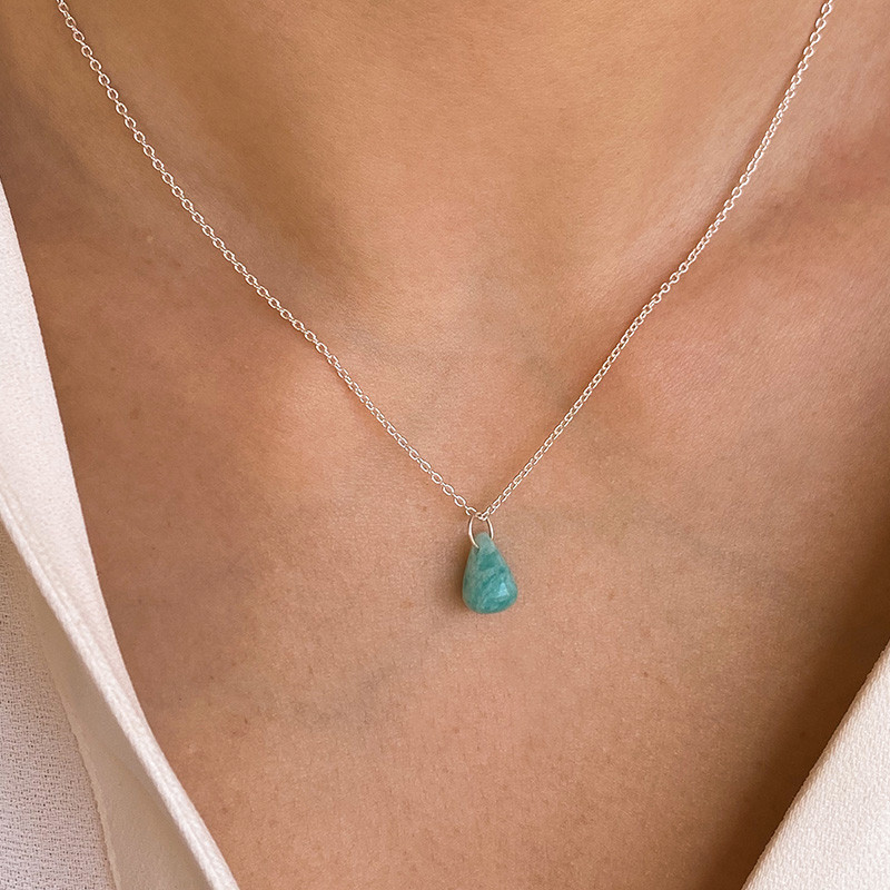 Collier Argent Goutte Amazonite