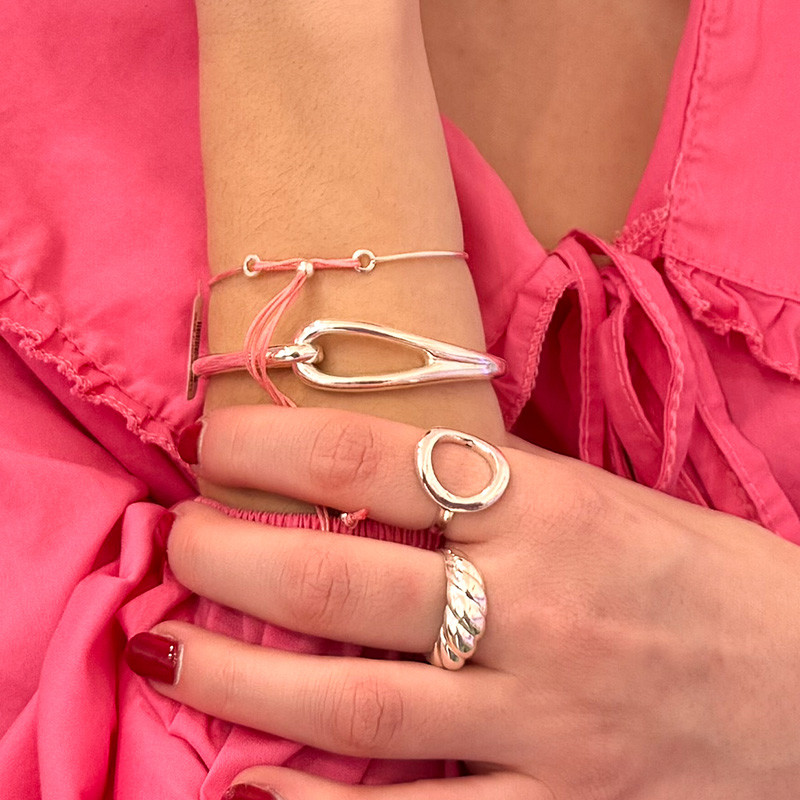 Bague Argent chevalière torsadée