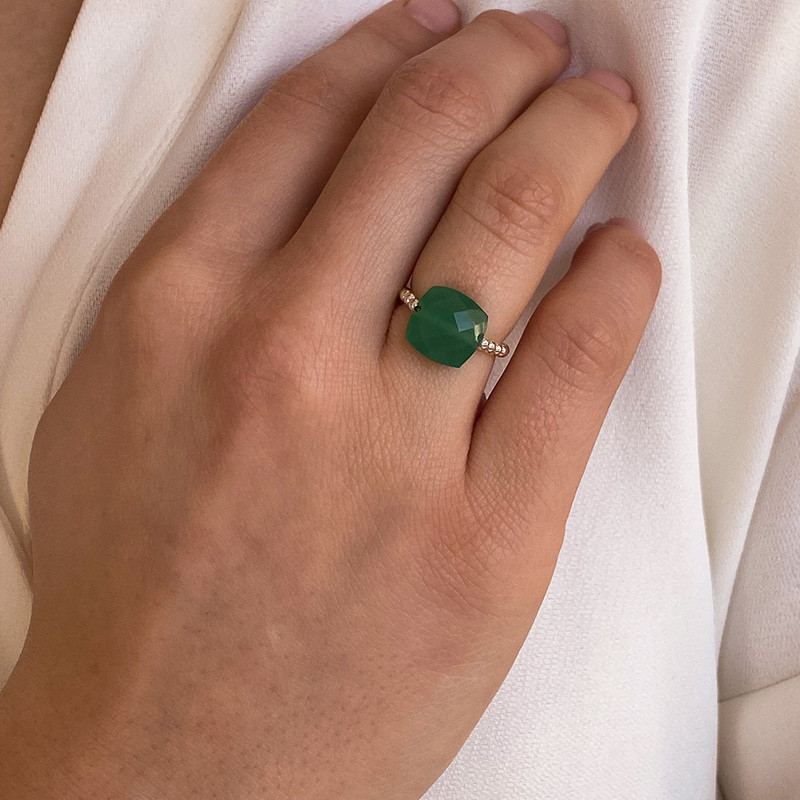 Bague Argent élastique et pierre fine