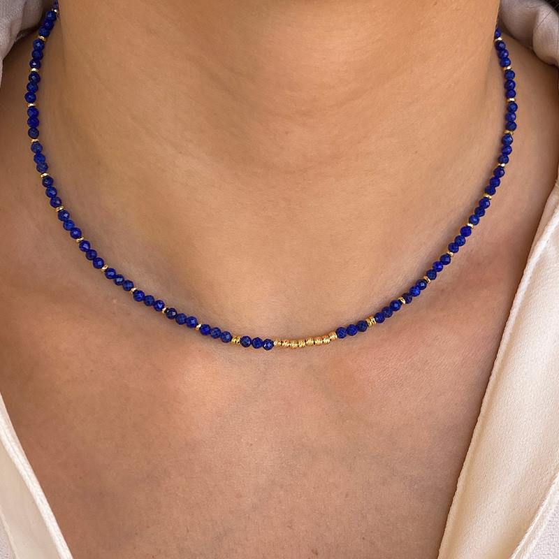 Collier Doré Bleu Lapis