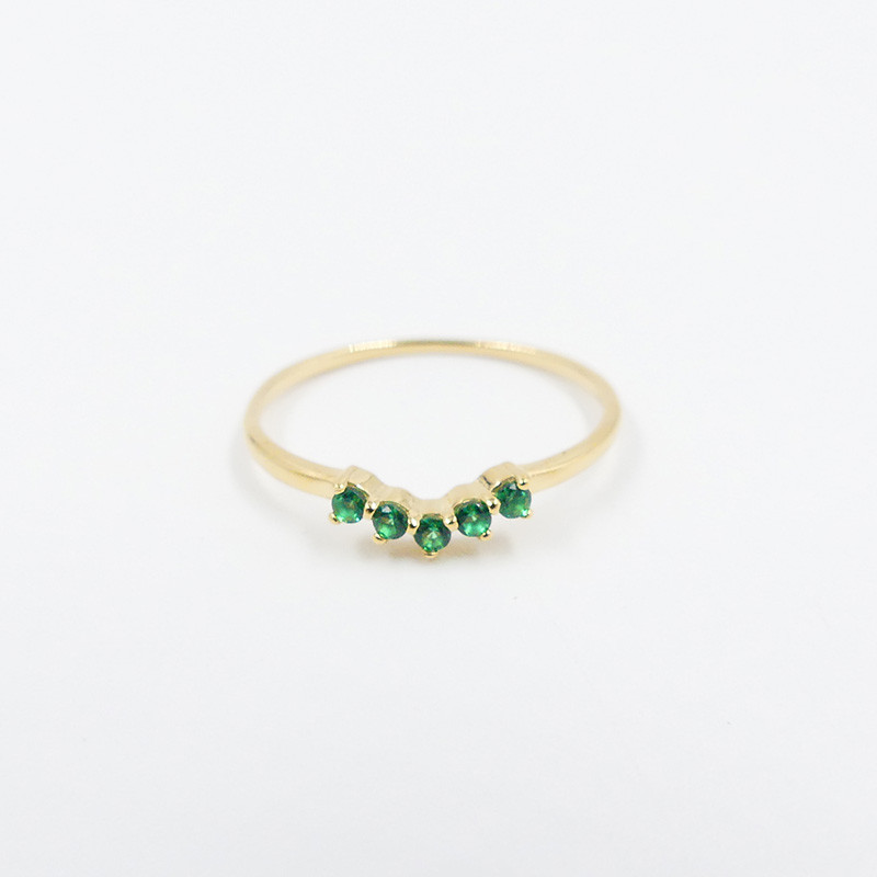Bague Dorée tiare strass vert