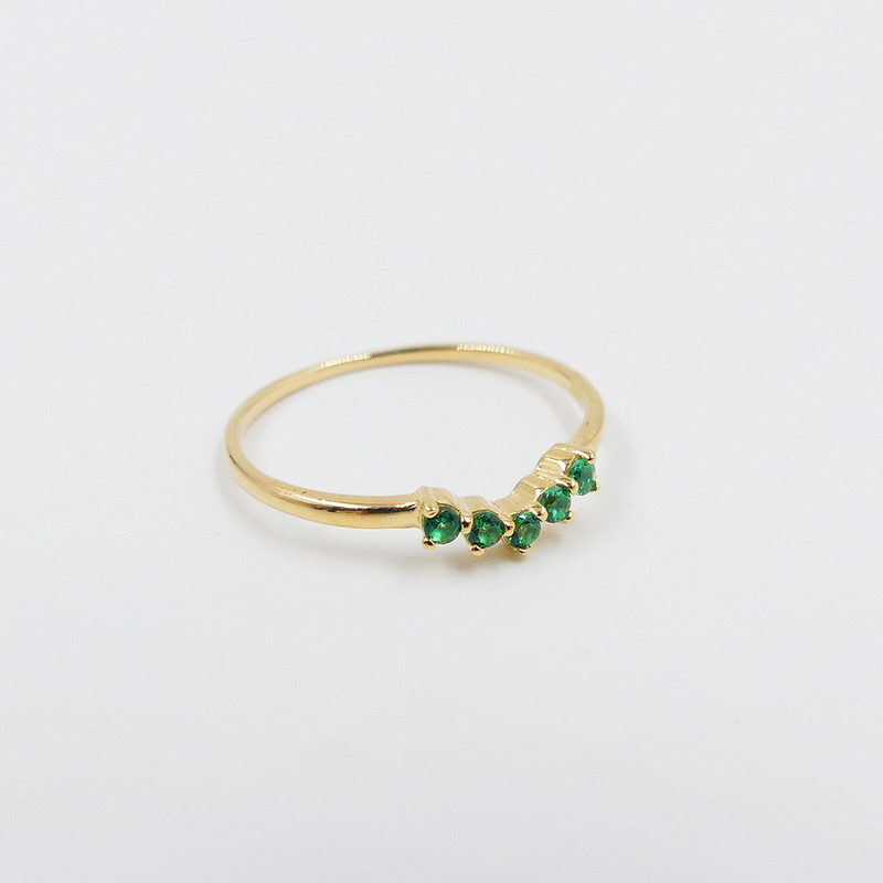 Bague Dorée tiare strass vert
