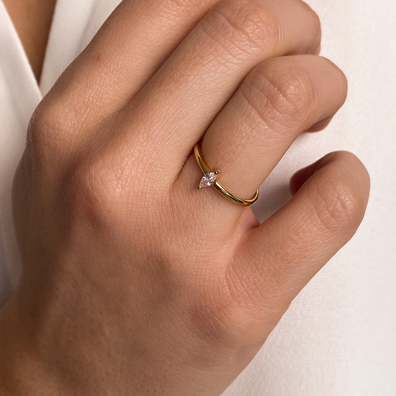 Bague Dorée marquise strass ajustable