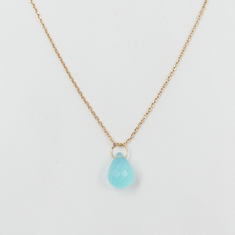 Collier Plaqué or Goutte Aqua