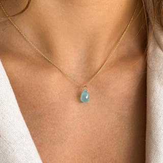 Collier Plaqué or Goutte Aqua