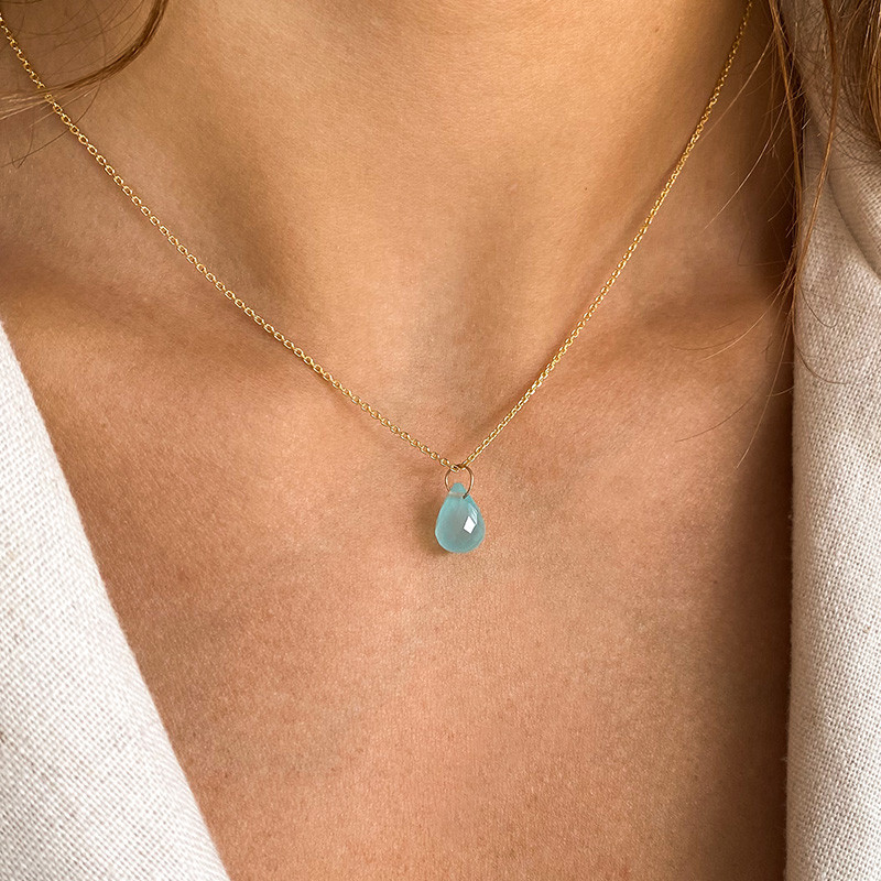 Collier Plaqué or Goutte Aqua