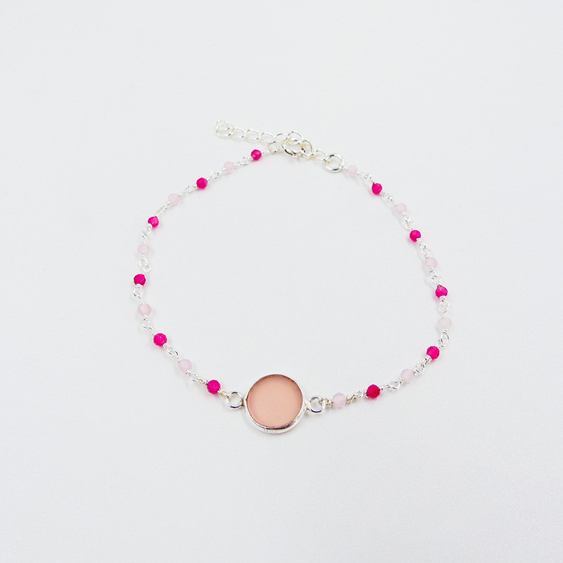 Bracelet Argent perles et pastilles pierres