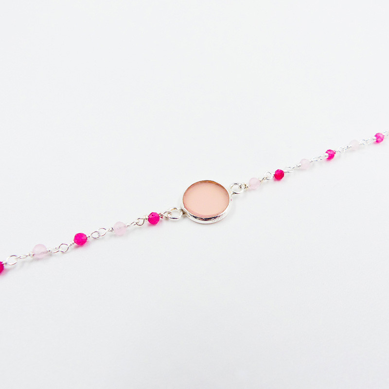 Bracelet Argent perles et pastilles pierres