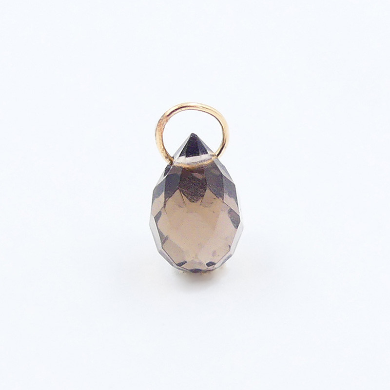 Collier Plaqué or Goutte Quartz Fumé