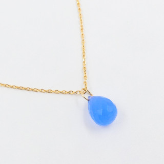 Collier Plaqué or Goutte Bleue
