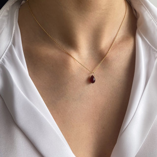Collier Plaqué or Goutte Grenat