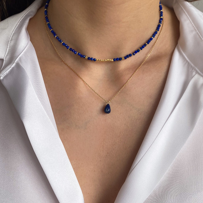 Collier Plaqué or Goutte Lapis