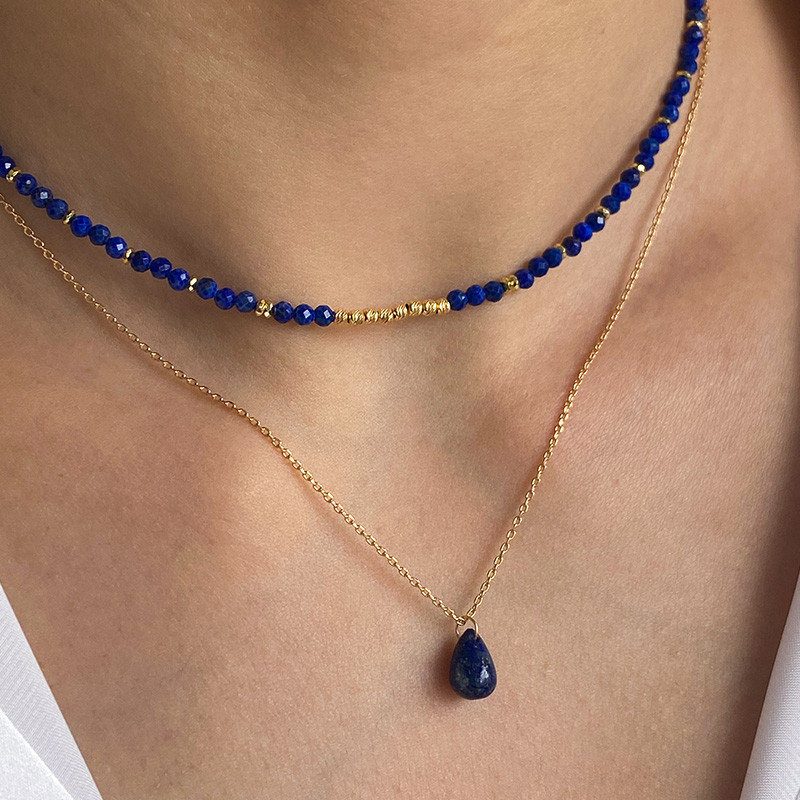 Collier Plaqué or Goutte Lapis
