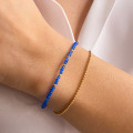 Bracelet plaqué or double rangs bleu