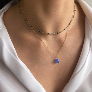 Collier Plaqué or Goutte Bleue