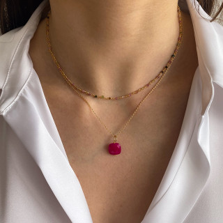 Charm's Doré carré pierre rose fushia