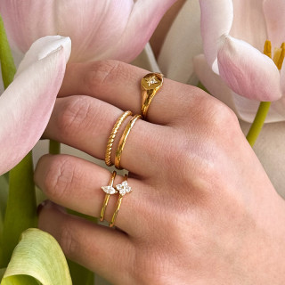 Bague Dorée double rangs