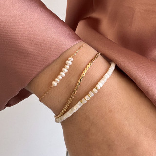 Bracelet plaqué or perles de culture