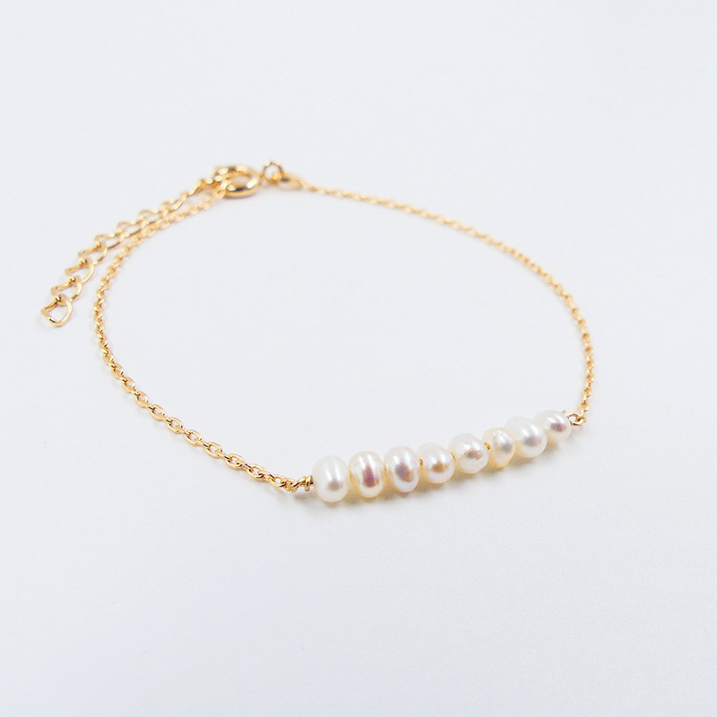 Bracelet plaqué or perles de culture