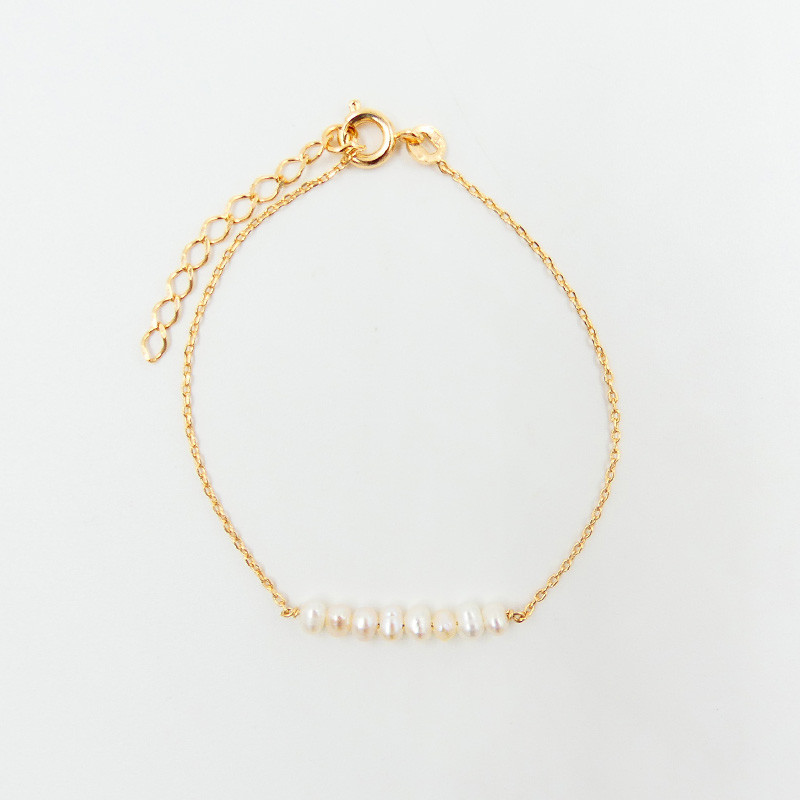 Bracelet plaqué or perles de culture