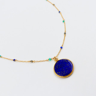 Collier Plaqué or lapis et pierres fines