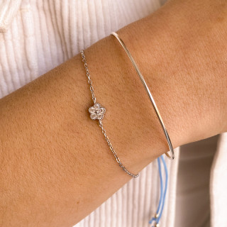 Bracelet Argent fleur strass