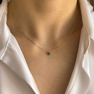 Collier Or 18 carats Goutte Diamant bleu