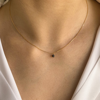 Collier Or 18 carats Goutte Diamant noir