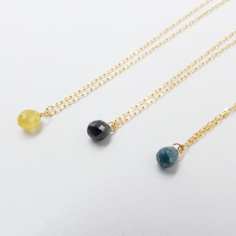 Collier Or 18 carats Goutte Diamant noir