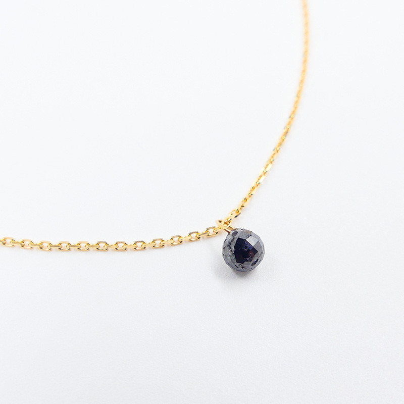 Collier Or 18 carats Goutte Diamant noir