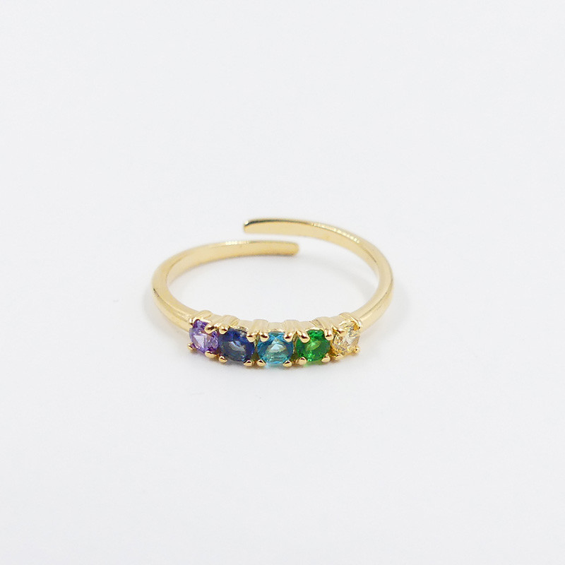 Bague Dorée strass multicolores ajustable