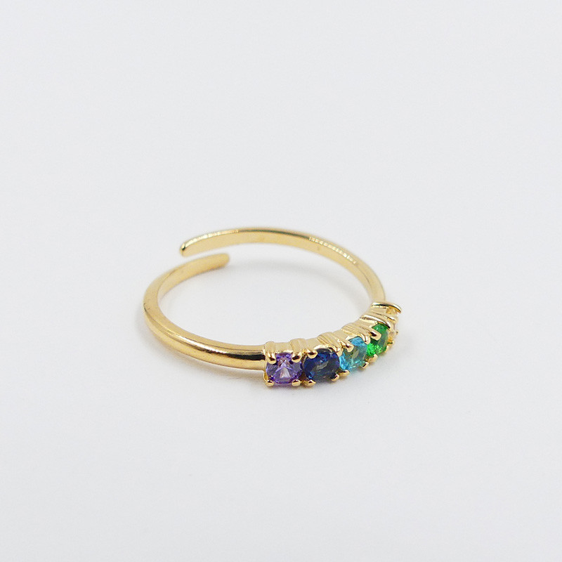 Bague Dorée strass multicolores ajustable