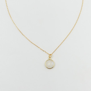Collier Plaqué or pendentif pierre de lune