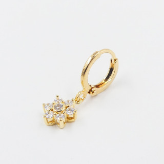 Boucle à l'unité doré fleur épaisse strass